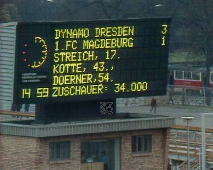 Panorama digital - Unsere Oberliga - Unser Verein - SG Dynamo Dresden - Unsere Stadien - Dynamo-Stadion - Saison 1980/81 - Anzeigetafel