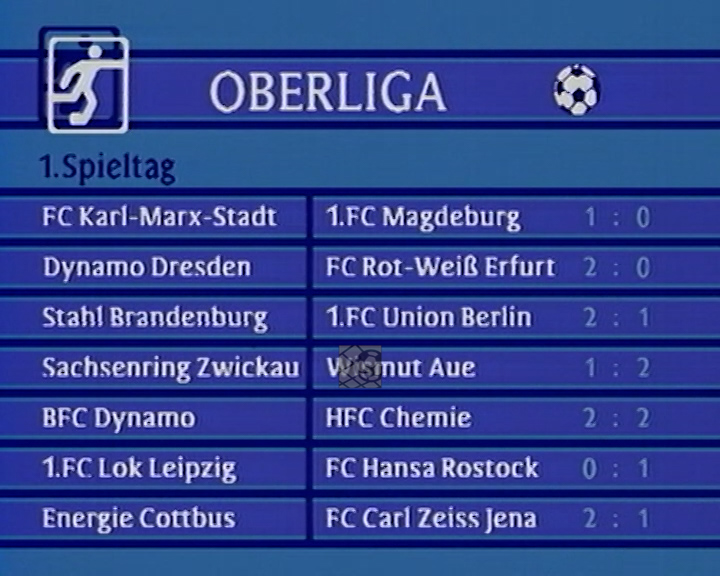 Panorama digital - Unsere Oberliga - Unser Verein - Unsere Ergebnistafeln - Ansetzungen - Saison 1988/89